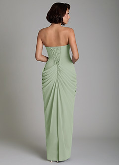 Azazie Nyra Robes de demoiselle d'honneur Robe Fourreau en Mousseline de soie Corset Vert Sauge image2