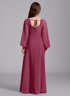 Azazie Bondi Junior Vestido de Mora de Gasa de Corte en A con Blusón image2