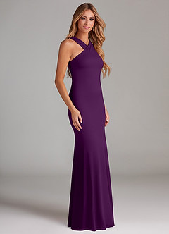 Azazie Doretta Bridesmaid Dresses Grape Mermaid Pleated Chiffon Dress image4