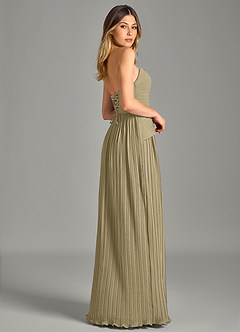 Azazie Becka Bridesmaid Dresses Moss Green A-Line Strapless Chiffon Dress image5