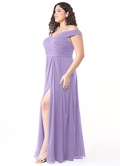 Azazie Audrianna Bridesmaid Dresses Lilac A-Line Off-The-Shoulder Gathered Chiffon Convertible Dress image9