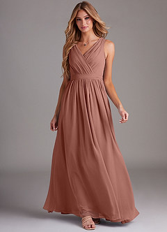 Azazie Kingsley Bridesmaid Dresses Cedar Rose A-Line Lace Chiffon Dress image3