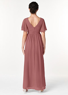 Azazie Temeka Junior Amethyst A-Line Pleated Chiffon Dress image2