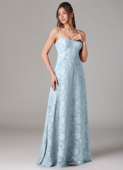 Azazie Valentine Bridesmaid Dresses Sky Blue A-Line Sweetheart Neckline Floral Burnout Dress image3