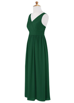Azazie Kora Dark Green A-Line Pleated Chiffon Dress image7