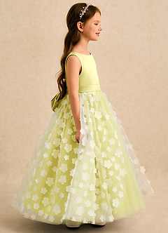 Azazie Maya Flower Girl Dresses Lemon Sorbet Ball-Gown Bow Tulle Dress image3