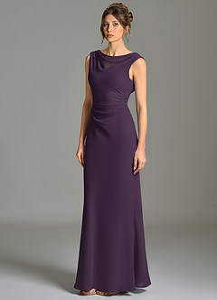 Azazie Kieryn Bridesmaid Dresses Plum Mermaid Pleated Chiffon Dress image3