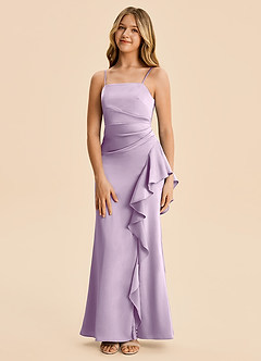 Azazie Lyla Junior Robe Sirène en Satin extensible Plissée Frostiges Flieder image5