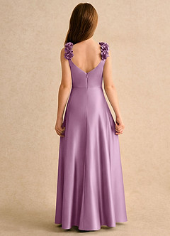 Azazie Rosita Girls Formal Flower Girl Dresses Wisteria A-Line Pleated Stretch Satin Dress image5