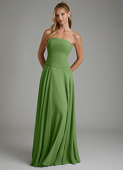 Azazie Layla Bridesmaid Dresses Basil A-Line Strapless Chiffon Dress image3