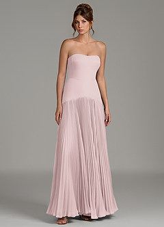 Azazie Yuliana Bridesmaid Dresses Blushing Pink A-Line Strapless Chiffon Dress image7