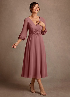 Azazie Ana Mother of the Bride Dresses Desert Rose A-Line Lace Chiffon Dress image2