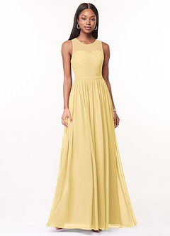 Azazie Nina Bridesmaid Dresses Butter A-Line Pleated Chiffon Dress image1