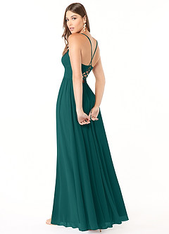 Azazie Aaida Bridesmaid Dresses Peacock A-Line Corset Chiffon Dress image5