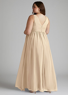 Azazie Yetta Maternity Bridesmaid Dresses A-Line V-Neck Gathered Chiffon Floor-Length Dress image11