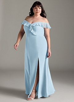 Azazie Sophie Vestidos de damas de honor Vestido de Azul Cielo de Gasa de Corte en A Convertible con Vestidos sin tirantes image8