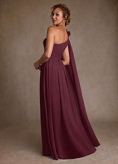 Azazie Lancaster vestidos de madre de la novia Vestido de Cabernet de Gasa de Corte en A con Hombro unilateral image2