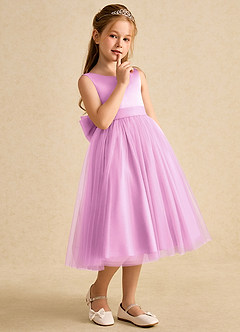 Azazie Winnie Flower Girl Dresses Candy Pink Ball-Gown Bow Tulle Dress image6