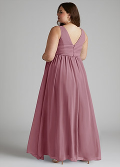 Azazie Yetta Maternity Bridesmaid Dresses A-Line V-Neck Gathered Chiffon Floor-Length Dress image11