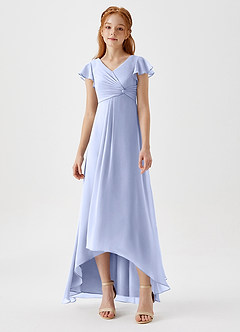 Azazie Breanne Junior Ice A-Line Chiffon Dress image4