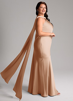 Azazie Kinsley Bridesmaid Dresses English Rose Mermaid Side Slit Stretch Satin Dress image10