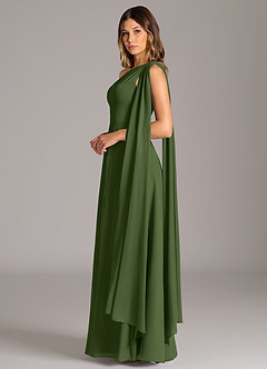 Azazie Tella Bridesmaid Dresses Olive A-Line One Shoulder Chiffon Dress image5