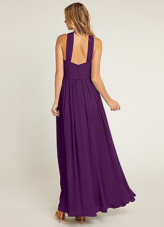 Azazie Jacey Bridesmaid Dresses Grape A-Line Pleated Chiffon Dress image2