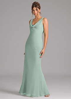 Azazie Rylina Bridesmaid Dresses Agave Mermaid Pleated Chiffon Dress image5