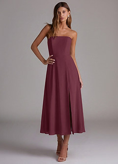 Azazie Wren Bridesmaid Dresses Cabernet A-Line Strapless Chiffon Dress image4