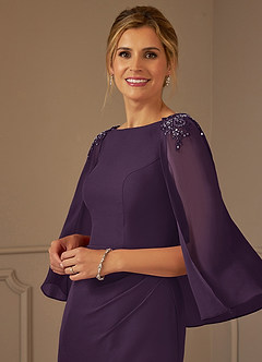 Azazie Carmela Moeder van de bruid jurken Kolom Jurk van Chiffon Kant Pruim image6
