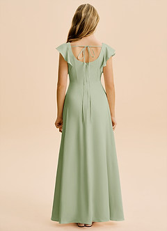 Azazie Bondi Junior Dusty Sage A-Line Side Slit Stretch Satin Dress image2