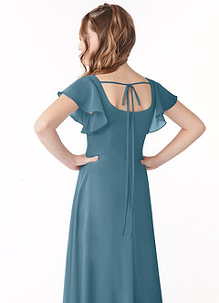 Azazie Bondi Junior Bermuda A-Line Bow Chiffon Dress image3