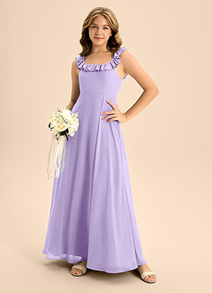 Azazie Callie Junior Lilac A-Line Ruched Chiffon Dress image6