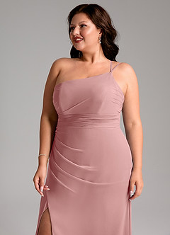 Azazie Eren Jurken voor bruidsmeisjes Jurk van Chiffon met Kolom One-Shoulder Stoffige Roos image6