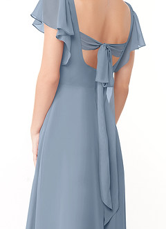 Azazie Syenna Bridesmaid Dresses Dusty Blue A-Line Ruched Chiffon Dress image3