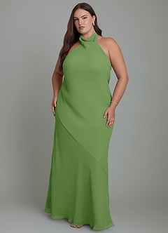 Azazie Velli Bridesmaid Dresses Basil Mermaid High Neck Chiffon Dress image8