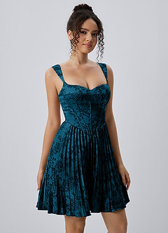 Jade Navy Black Floral Pleated Lace-Up Mini Dress image4