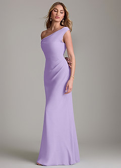 Azazie Emerson Bridesmaid Dresses Lilac Sheath Off the Shoulder Chiffon Dress image6