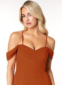 Azazie Joretta Final Sale Paprika A-Line Off the Shoulder Chiffon Convertible Dress image6
