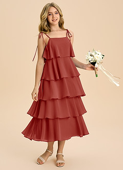 Azazie Shortcake Junior Klä av A-Line i Chiffong Rosett image5