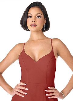 Azazie Blink Final Sale Vintage Mauve Sheath V-Neck Chiffon Dress image4