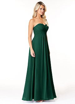 Azazie Yazmin Bridesmaid Dresses Emerald A-Line Sweetheart Neckline Chiffon Convertible Dress image5