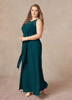 Azazie Marchioness Mother of the Bride Dresses Pine A-Line Scoop Pleated Chiffon Dress image9