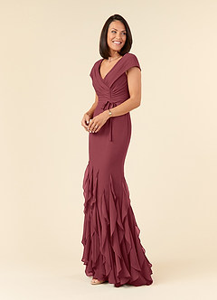 Azazie Bailora Mother of the Bride Dresses Merlot Mermaid Ruched Chiffon Dress image2