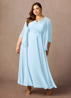 Azazie Devana Mother of the Bride Dresses Sky Blue A-Line Sequins Chiffon Dress image12