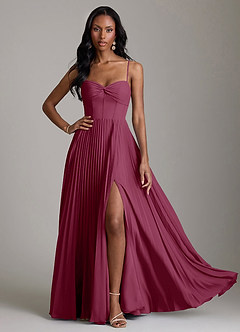 Azazie Akiko Bridesmaid Dresses Mulberry A-Line Sweetheart Neckline Chiffon Dress image3
