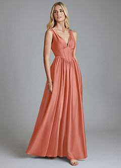 Azazie Delmie Brudtärnklänningar Klä av A-Linje i Stretch Satin Korsett Laxrosa image5