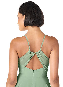 Azazie Avelina Jurken voor bruidsmeisjes Jurk van Chiffon met A-Lijn V-hals geplooid Matcha image5