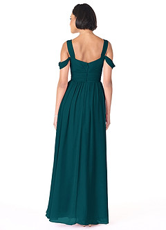 Azazie Lianne Bridesmaid Dresses Pine A-Line Off the Shoulder Chiffon Dress image4
