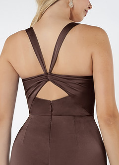 Azazie Mero Bridesmaid Dresses Ganache Mermaid Pleated Stretch Satin Dress image5